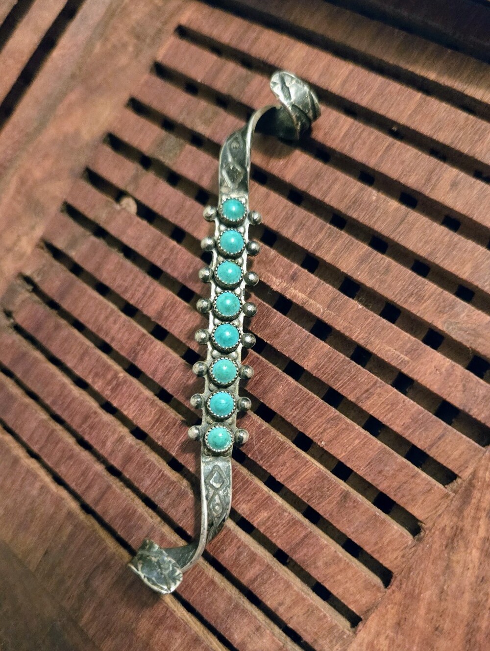 Antique Zuni Sterling Silver Turquoise Brooch